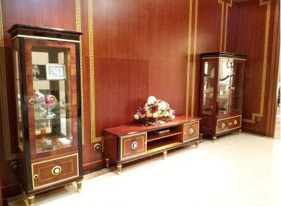 Wall unit Display case Console Wall unit Glass showcases Living room Baroque Rococo 3-piece